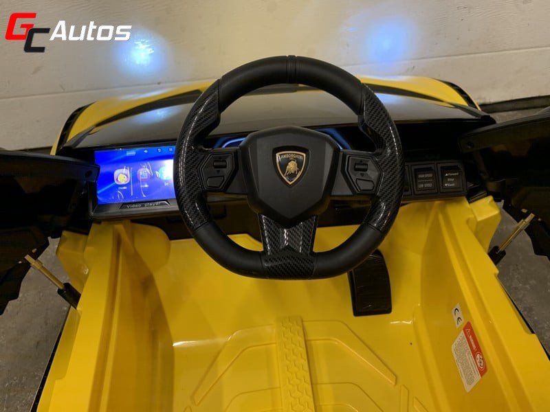 Voiture électrique Lamborghini Sian avec ecran MP4 - jaune